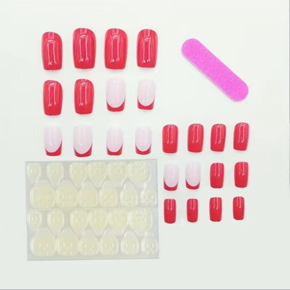 24 piece Square Acrylic French Tip Nails - Picture 5 of 6